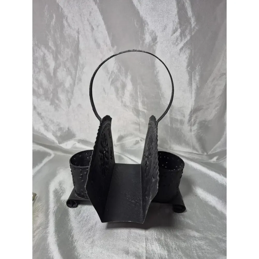 Tin Punch Napkin And Shaker Holder Antique Style